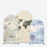 Lofaris Animals World Map Adventure Travel Arch Backdrop
