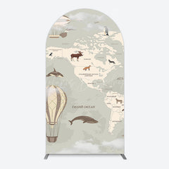 Lofaris Animals World Map Adventure Travel Arch Backdrop