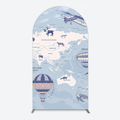 Lofaris Animals World Map Adventure Travel Arch Backdrop