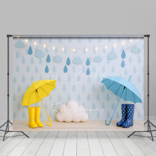 Lofaris April Shower Rainy Umbrellas Cake Smash Backdrop