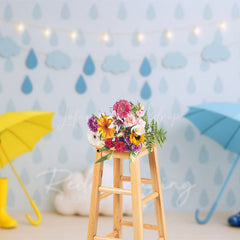 Lofaris April Shower Rainy Umbrellas Cake Smash Backdrop