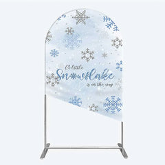Lofaris Arch Backdrop A Little Snowflake Is On The Way Cover Winter Blue Silver Baby Shower Background Boy Party Prop