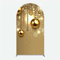 Lofaris Arch Backdrop Christmas Gold Baubles Luxury Hanging Ornaments Sparkle Cover