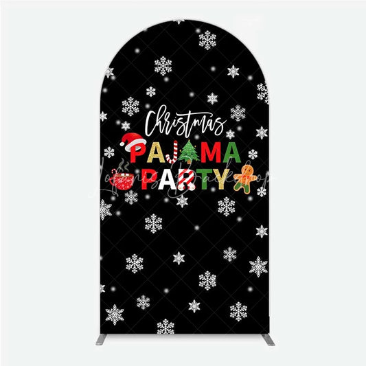 Lofaris Arch Backdrop Christmas Pajama Party Winter Gingerbread Man Cocoa Snowflake Cover