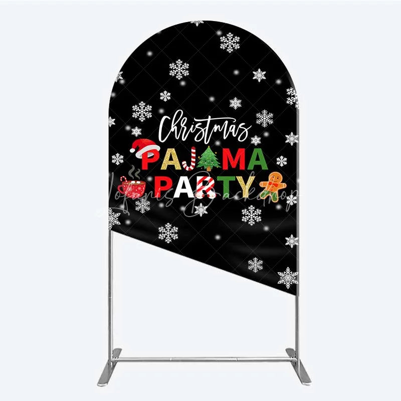 Lofaris Arch Backdrop Christmas Pajama Party Winter Gingerbread Man Cocoa Snowflake Cover
