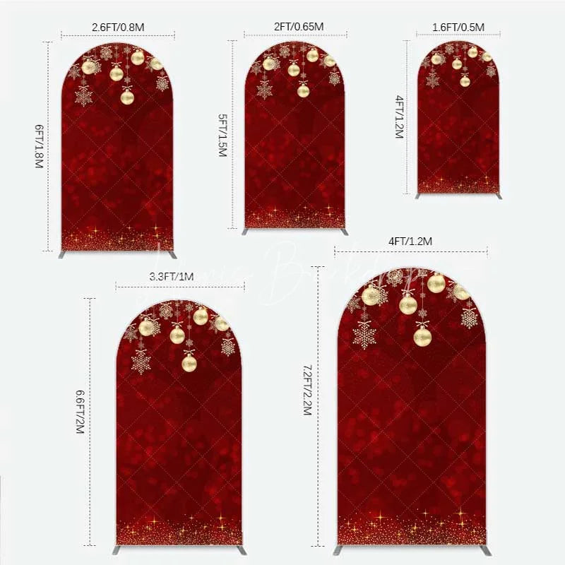 Lofaris Arch Backdrop Christmas Red Gold Ornaments Cover Winter Snowflake Glitter Chiara Wall Background Holiday Party Decor