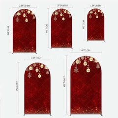 Lofaris Arch Backdrop Christmas Red Gold Ornaments Cover Winter Snowflake Glitter Chiara Wall Background Holiday Party Decor