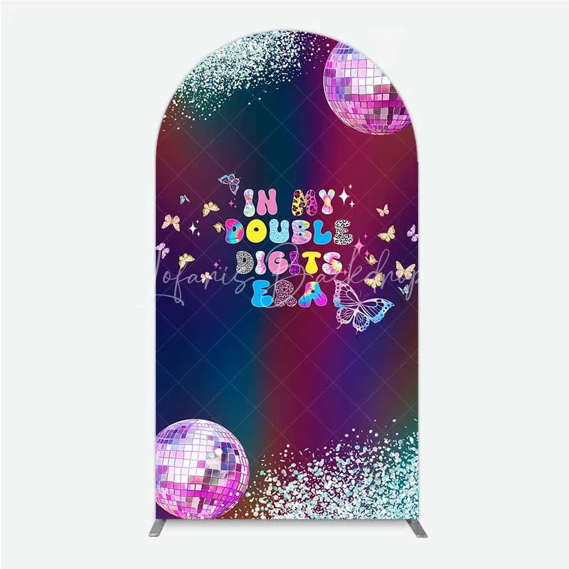 Lofaris Arch Backdrop In My Double Digits Era Groovy Disco Ball Butterfly Birthday Cover