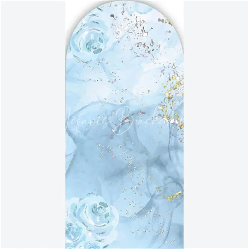 Lofaris Arch Backdrop Pink Marble Silver Glitter Abstract Fluid Art White Roses Cover