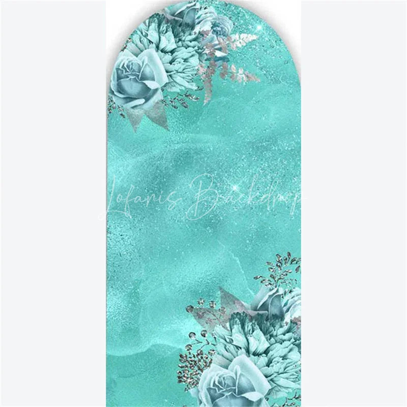 Lofaris Arch Backdrop Pink Marble Silver Glitter Abstract Fluid Art White Roses Cover