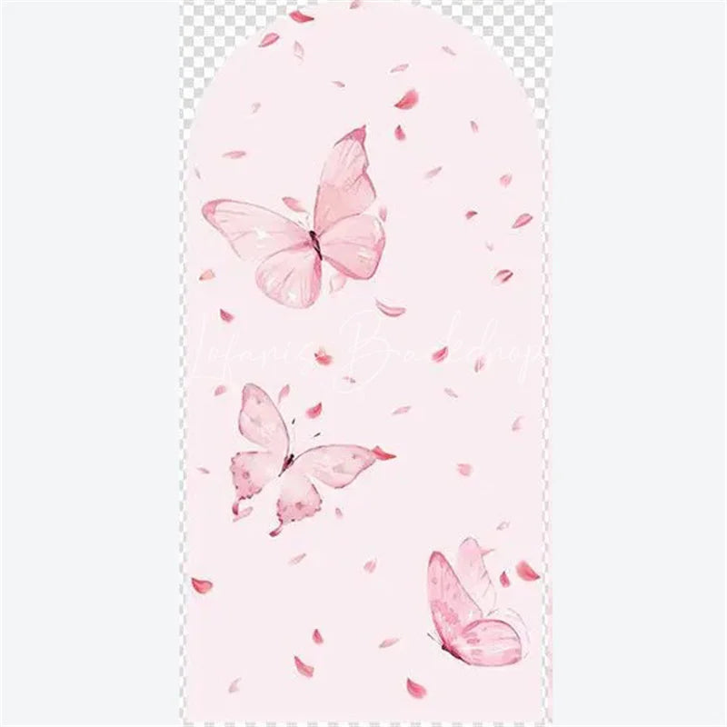 Lofaris Arch Backdrop Pink Watercolor Butterfly Floral Spring Garden Flowers Girl Birthday Cover