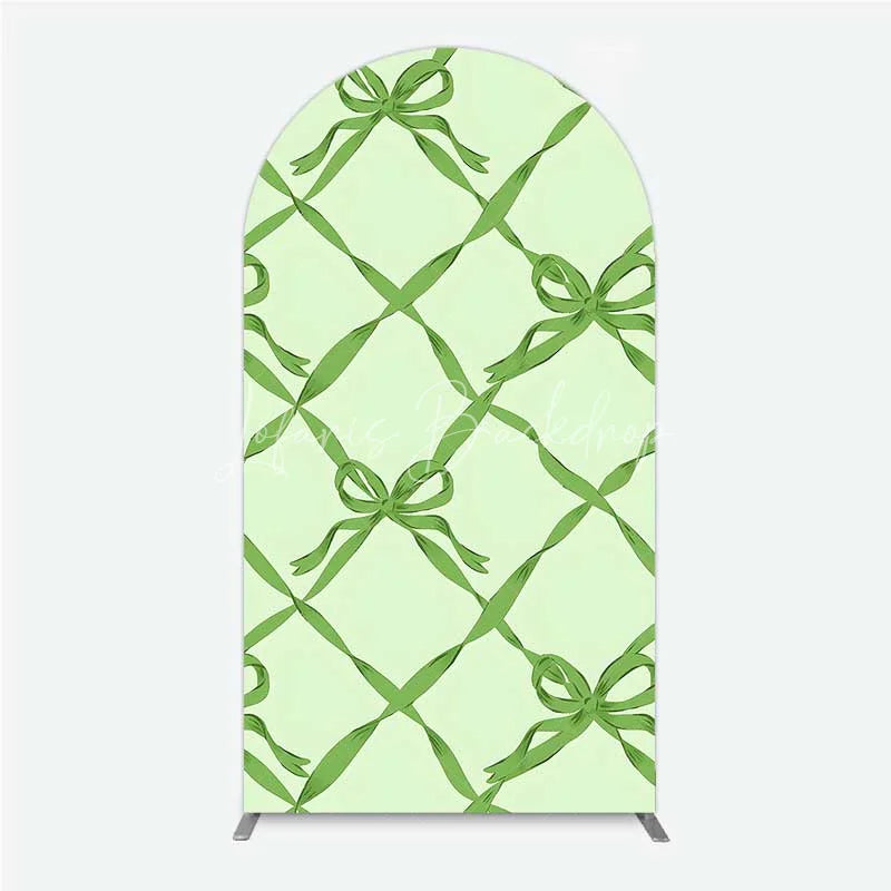 Lofaris Arch Backdrop Sage Green Bow Ribbon Lattice Pattern Party Decoration