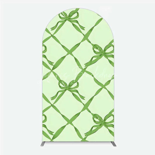 Lofaris Arch Backdrop Sage Green Bow Ribbon Lattice Pattern Party Decoration