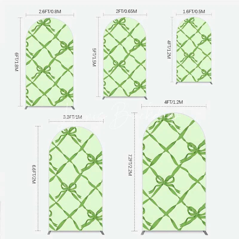 Lofaris Arch Backdrop Sage Green Bow Ribbon Lattice Pattern Party Decoration
