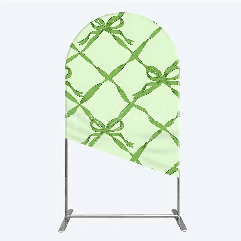 Lofaris Arch Backdrop Sage Green Bow Ribbon Lattice Pattern Party Decoration