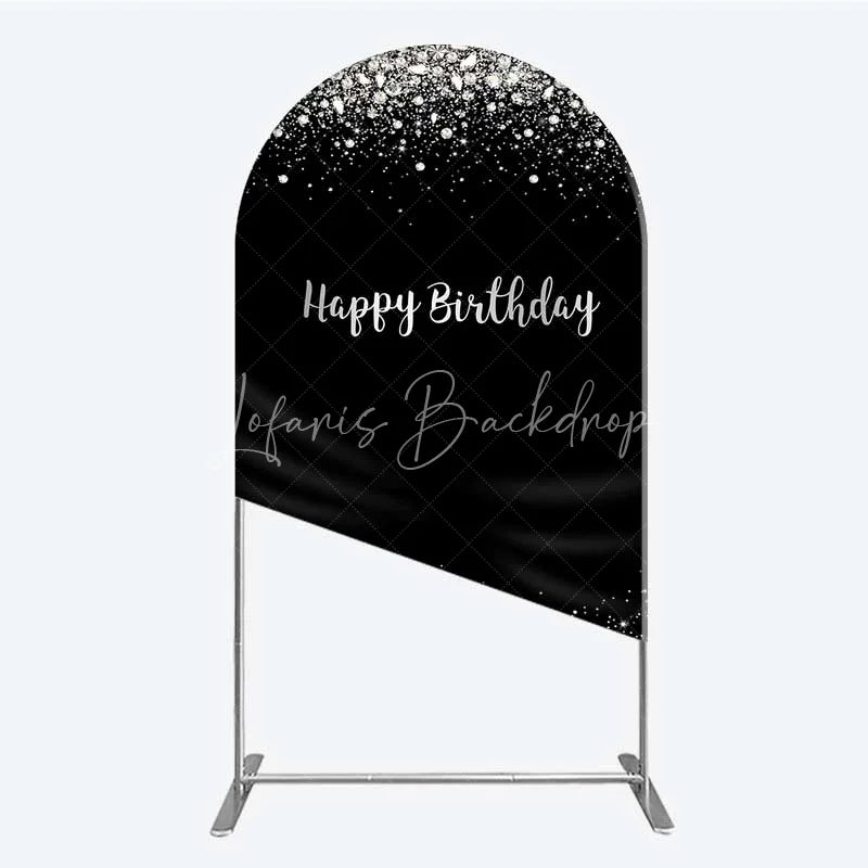 Lofaris Arch Backdrop Silver Diamonds Glitz Black Background Sparkle Happy Birthday Cover
