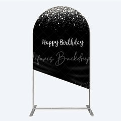 Lofaris Arch Backdrop Silver Diamonds Glitz Black Background Sparkle Happy Birthday Cover