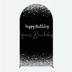 Lofaris Arch Backdrop Silver Diamonds Glitz Black Background Sparkle Happy Birthday Cover