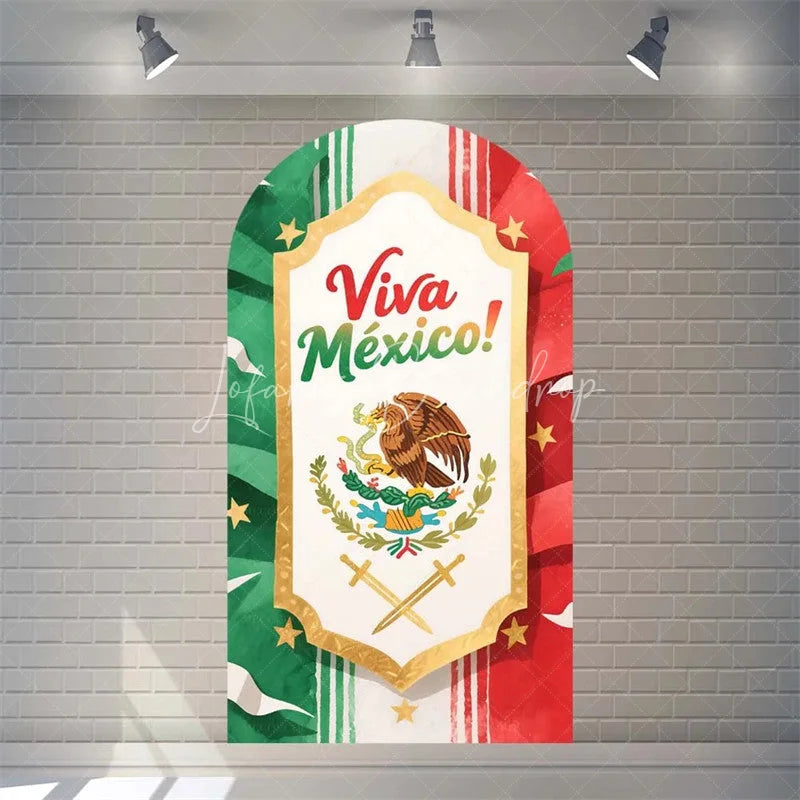Lofaris Arch Backdrop Viva Mexico Flag Independence Day Cover Mexican Fiesta Eagle Emblem Chiara Wall Background Party Decor