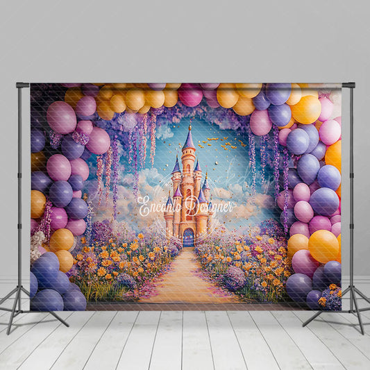Lofaris Arch Balloon Fairy Floral Castle Cake Smash Backdrop