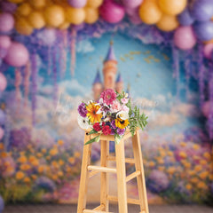 Lofaris Arch Balloon Fairy Floral Castle Cake Smash Backdrop