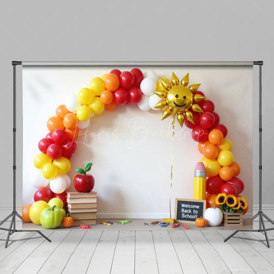 Lofaris Arch Balloons Sun Back To School Photography Backdrop