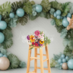Lofaris Arch Monstera Balloons Giraffe Cake Smash Backdrop
