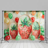 Lofaris Arch Strawberry Balloons Summer Cake Smash Backdrop