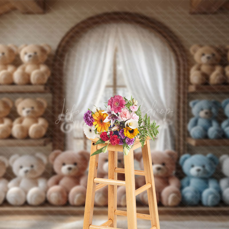Lofaris Arch Window Shelf Colorful Bear Cake Smash Backdrop