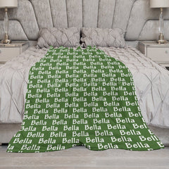 Lofaris Army Green White Repeated Personalized Name Blanket