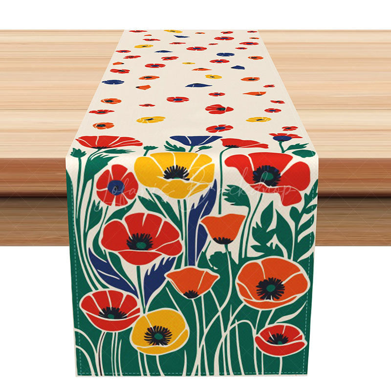 Lofaris Artistic Abstract Table Runner with Bold Red Floral Pattern Modern Statement Piece for Dining Room Decor