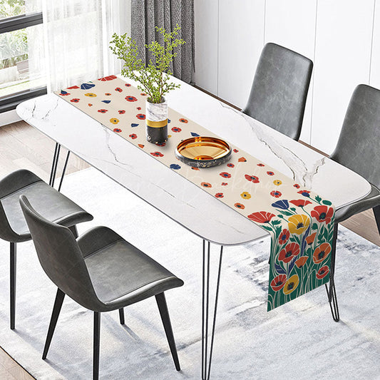 Lofaris Artistic Abstract Table Runner with Bold Red Floral Pattern Modern Statement Piece for Dining Room Decor