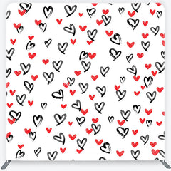 Lofaris Artistic Black and Red Brushstroke Hearts Square Double-Sided Backdrop Romantic Valentine’s Day Celebration Decor