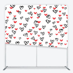 Lofaris Artistic Black and Red Brushstroke Hearts Square Double-Sided Backdrop Romantic Valentine’s Day Celebration Decor