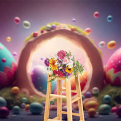 Lofaris Artistic Colorful Eggs Greenery Easter Photo Backdrop