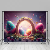 Lofaris Artistic Colorful Eggs Greenery Easter Photo Backdrop