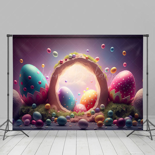 Lofaris Artistic Colorful Eggs Greenery Easter Photo Backdrop