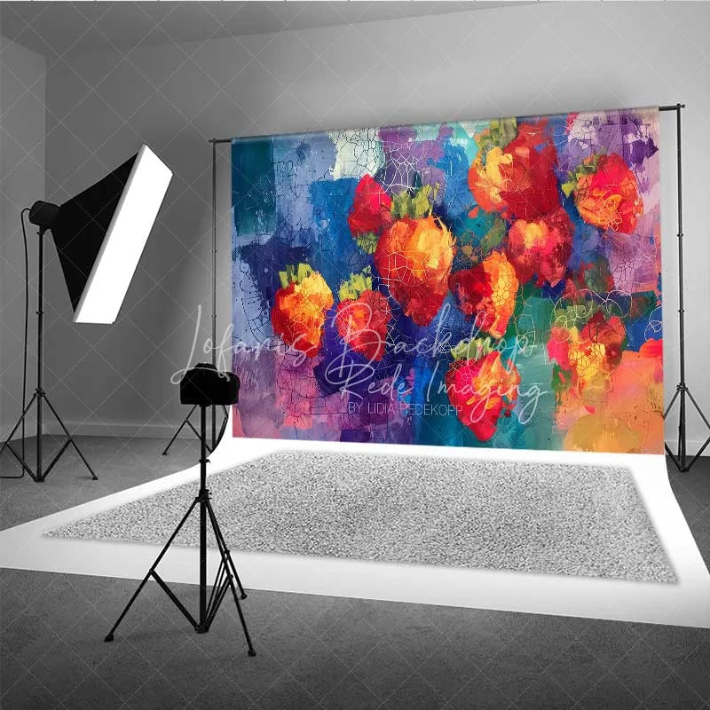 Lofaris Artistic Graffiti Strawberry Wall Photography Backdrop Abstract Paint Grunge Street Art Background
