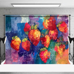 Lofaris Artistic Graffiti Strawberry Wall Photography Backdrop Abstract Paint Grunge Street Art Background