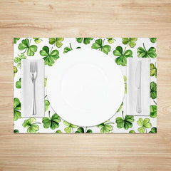 Lofaris Artistic Green Leaves Set of 4 Placemats St. Patricks Day Watercolor Shamrock Dining Table Mats
