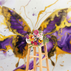 Lofaris Artistic Purple Gold Abstract Butterfly Backdrop