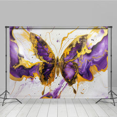 Lofaris Artistic Purple Gold Abstract Butterfly Backdrop
