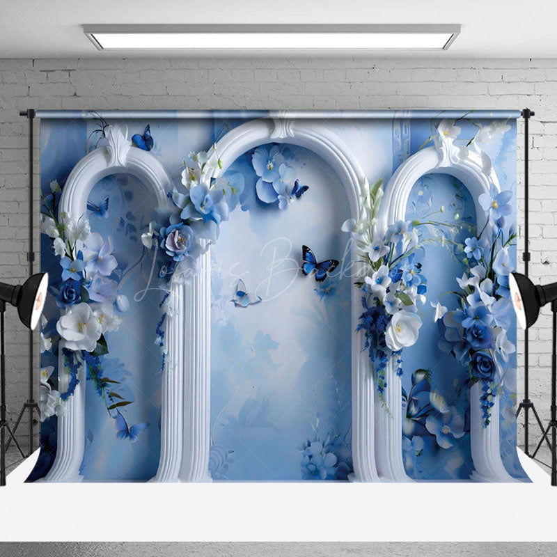 Lofaris Artistic White Blue Arch Wall Floral Wedding Backdrop