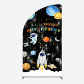 Lofaris Astronaut Galaxy Birthday Bash Off Half Moon Arch Backdrop