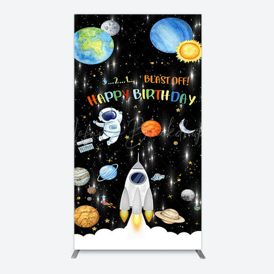 Lofaris Astronaut Galaxy Birthday Bash Off Rectangle Backdrop