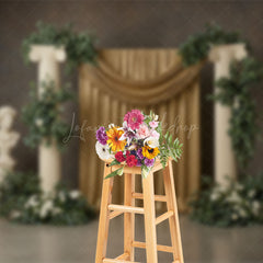 Lofaris Athens Boho Floral Gold Curtain Wedding Backdrop