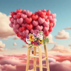 Lofaris Atmosphere Cloud Red Heart Hot Air Balloon Backdrop