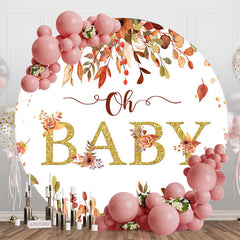 Lofaris Autumn Falling Leaves Round Baby Shower Backdrop