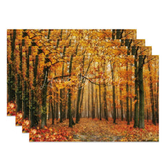 Lofaris Autumn Falling Leaves Set of 4 Placemats for Fall Thanksgiving and Seasonal Dining Table Decor