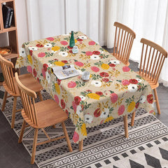 Lofaris Autumn Floral Rectangle Tablecloth Red Yellow and White Flowers Rustic Fall Harvest Dining Table Decor